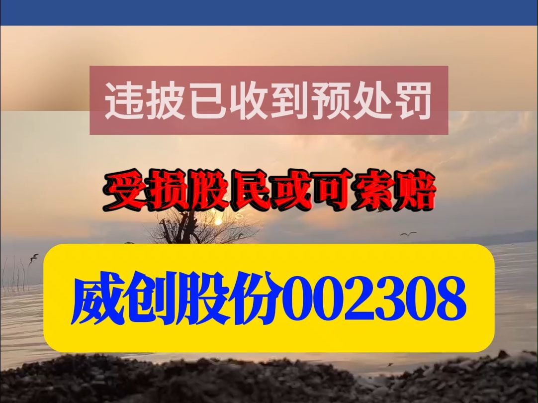 威创股份002308涉嫌违披收到处罚告知书,受损股民或可索赔哔哩哔哩bilibili