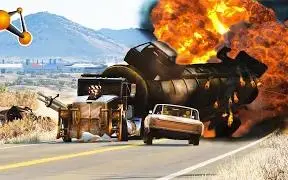 【4K 60FPS】用BeamNG还原疯狂麦克斯中的公路追逐战【beamng.drive车祸模拟器】
