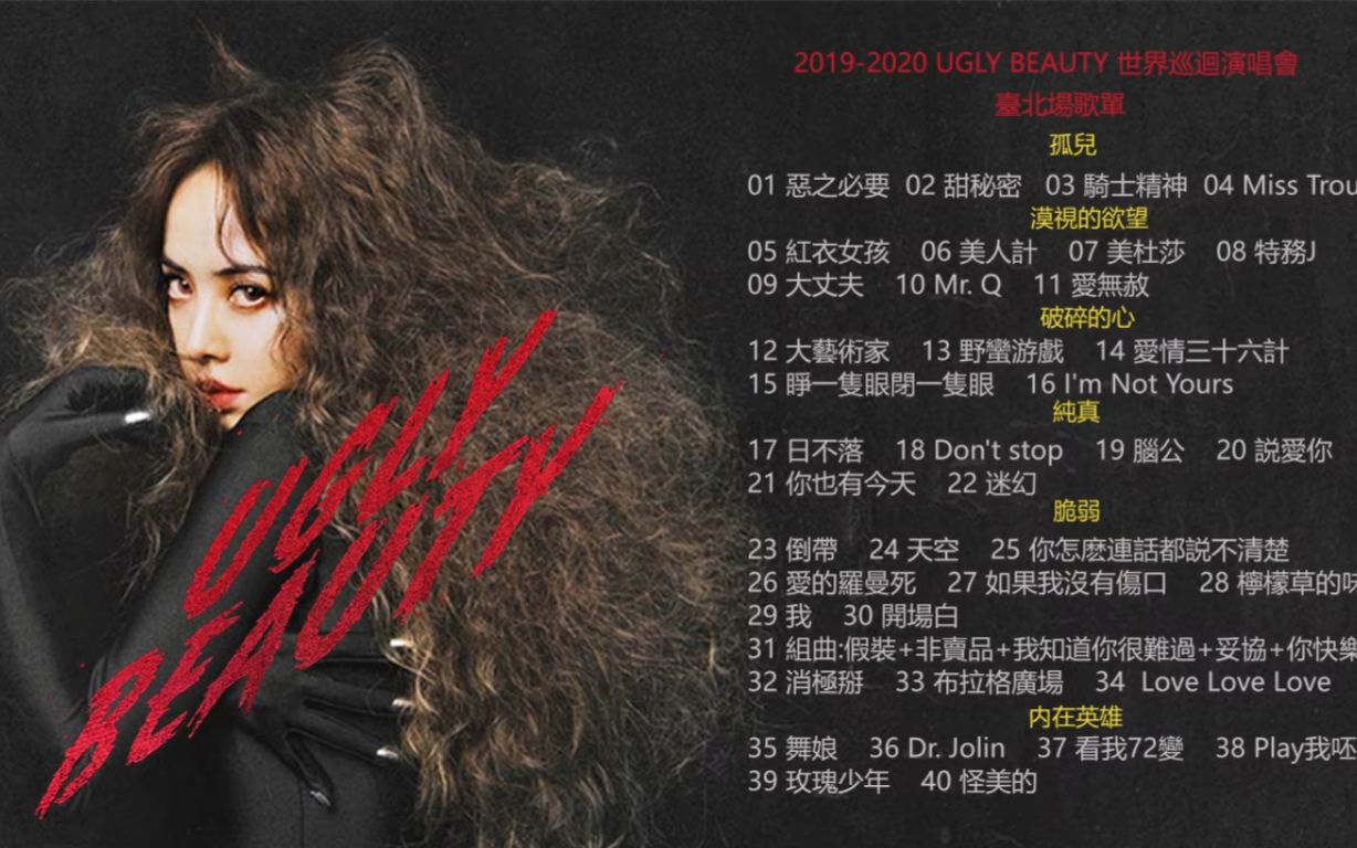 [图]【蔡依林UGLY BEAUTY】巡回演唱会歌单01-11