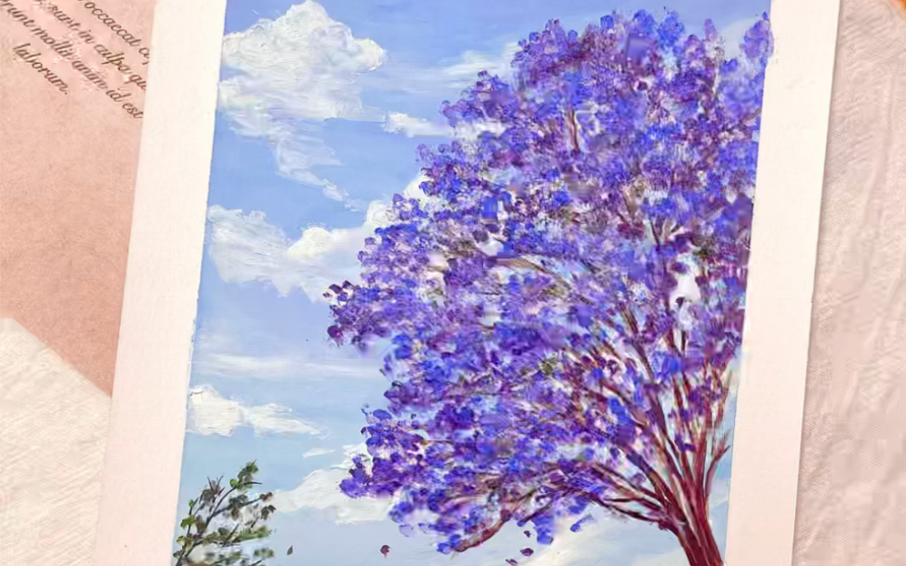 油画棒梦幻蓝花楹