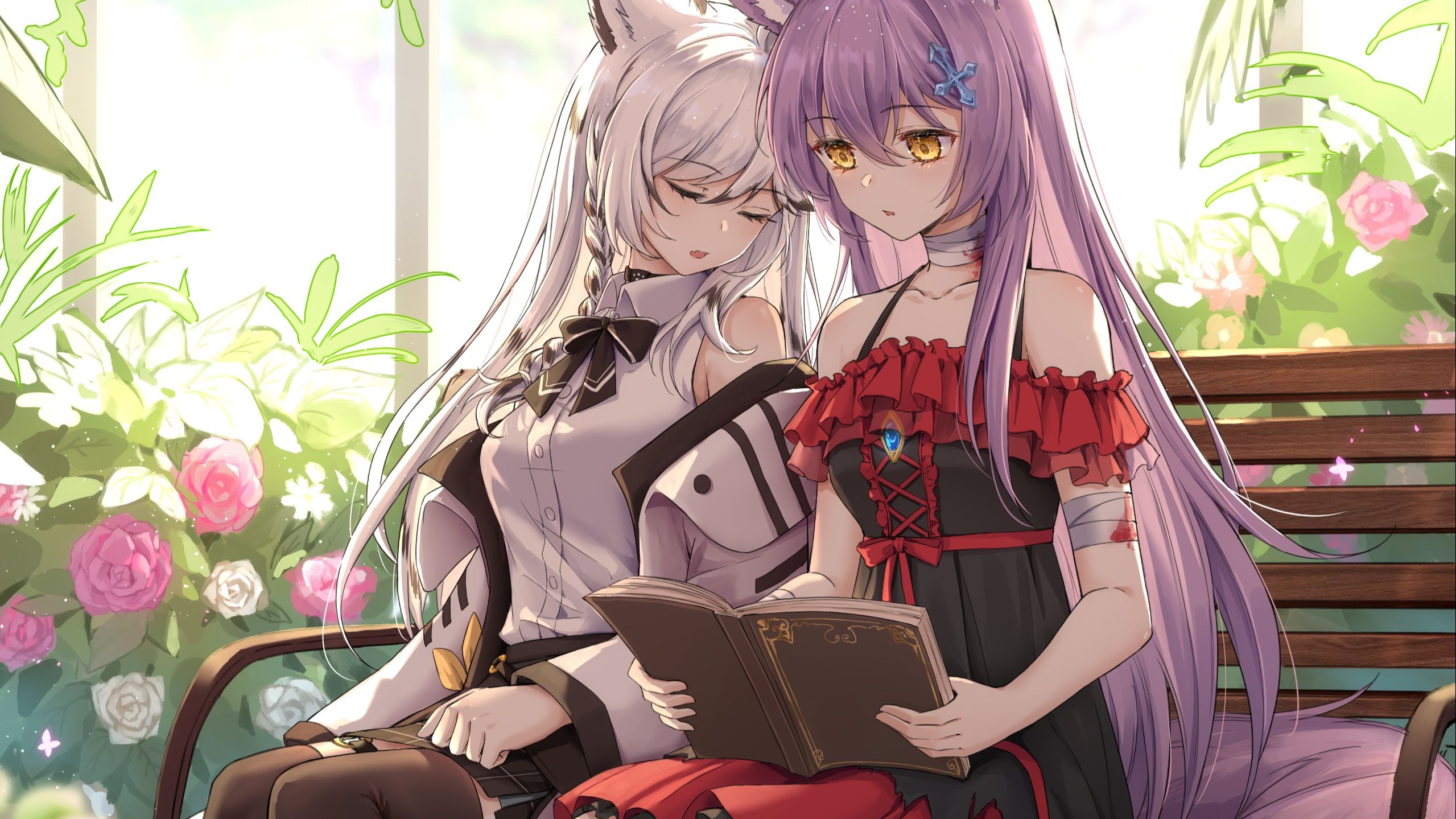 下午的庭院 双人插画