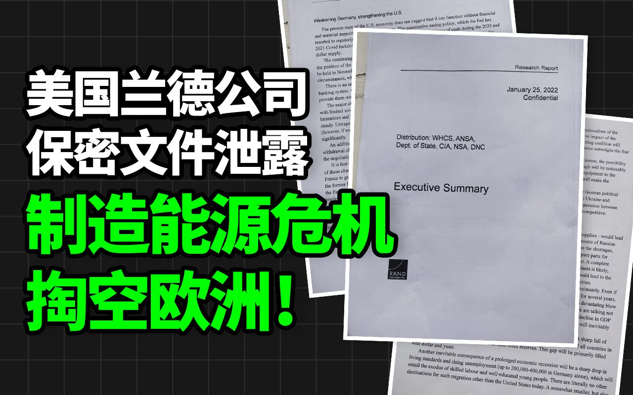 美国兰德公司保密文件泄露:人为制造能源危机,掏空并摧毁欧洲!哔哩哔哩bilibili