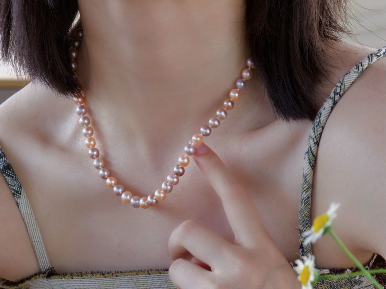 可爱的糖果色珍珠项链氛围感好物精致日常搭