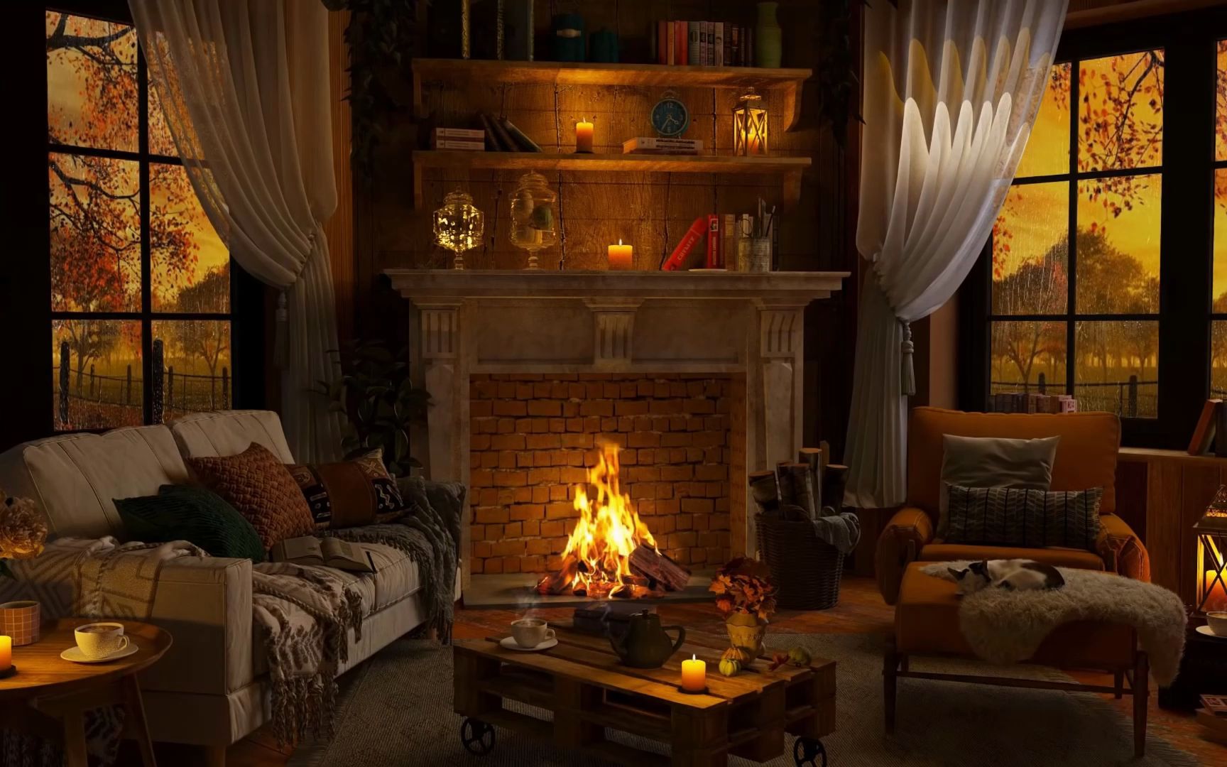 【雨声】壁炉黄昏和宁静 |白噪音221106