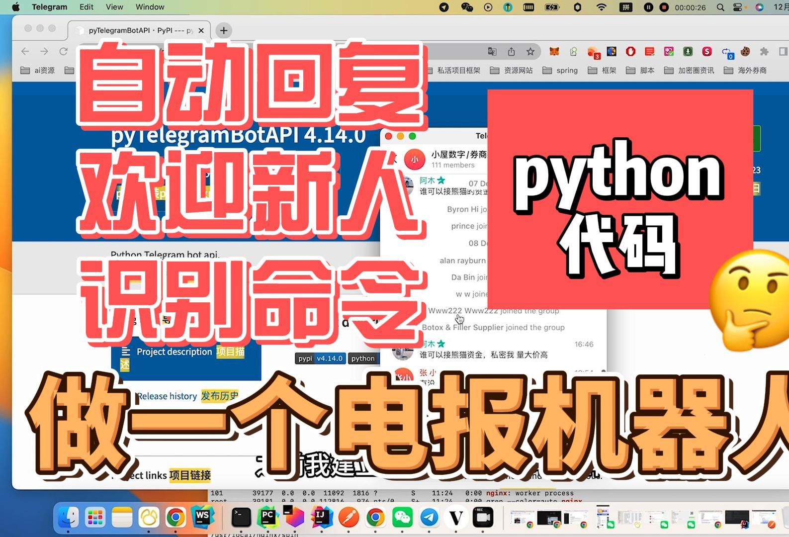 2023最新python手把手演示接入电报机器人实现自动回复/消息转发哔哩哔哩bilibili