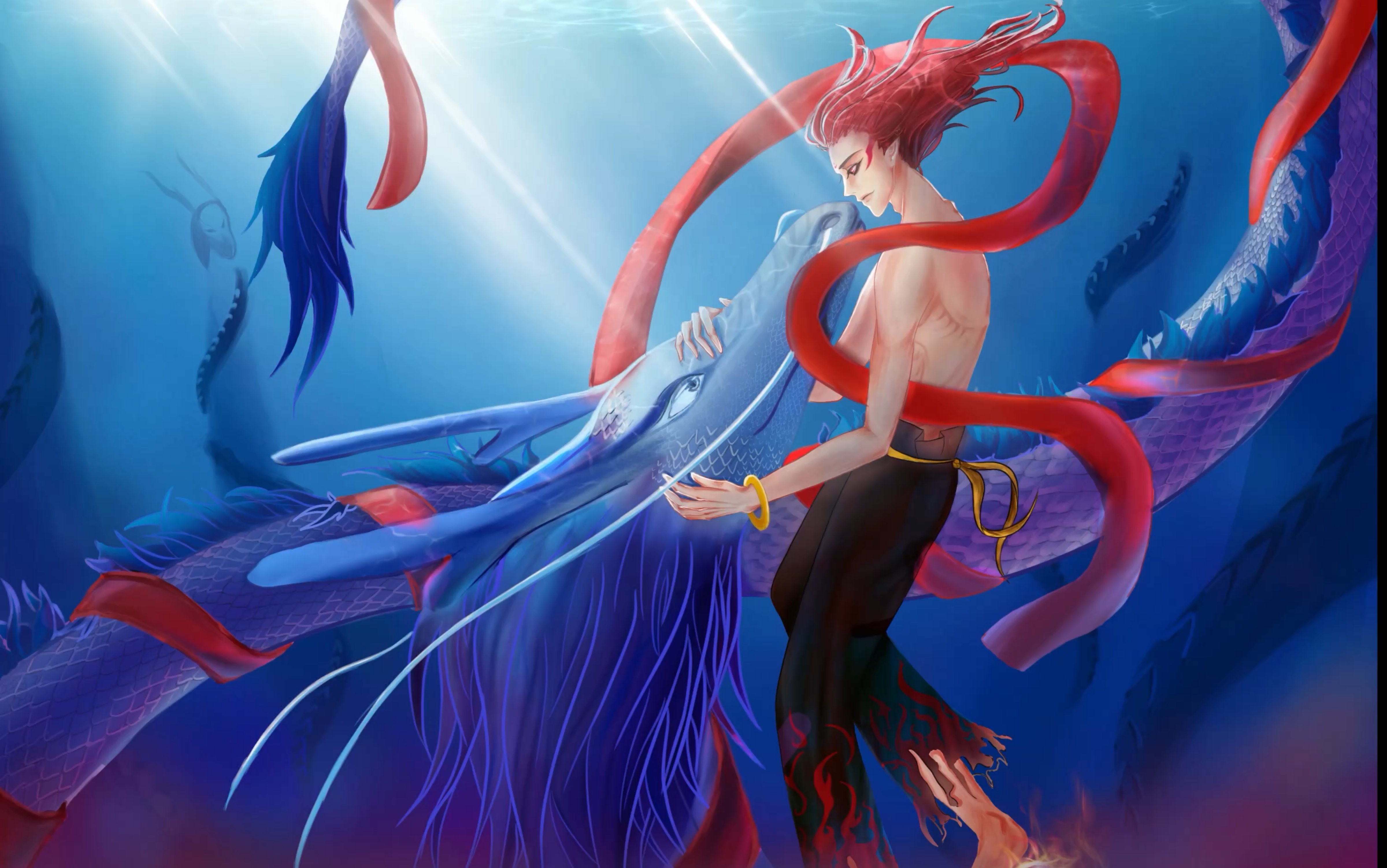 【procreate】藕饼 哪吒据说亲嘴嘴会怀孕?绘画过程,第一次试笔.