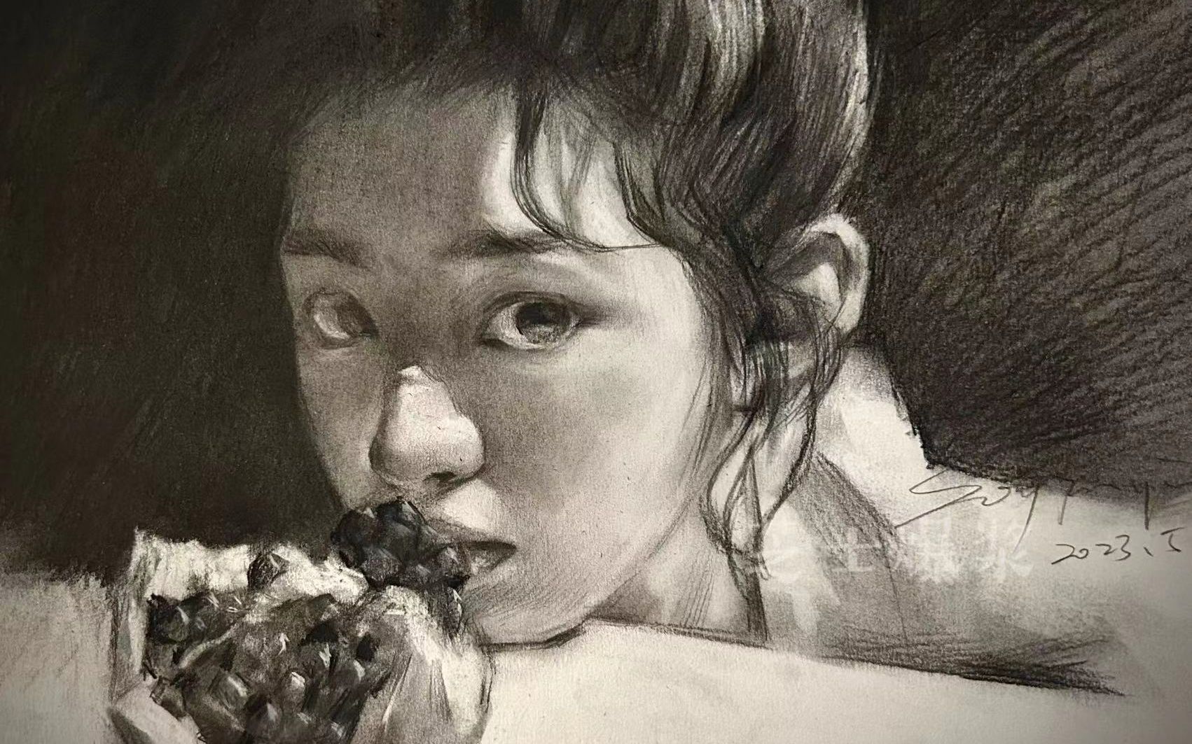 【素描】素描人像氛围感少女素描练习全过程分享,含详细讲解