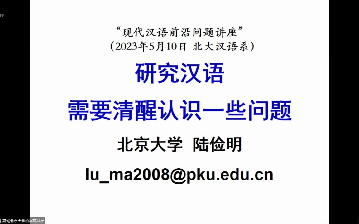 陆俭明教授研究汉语需要清醒认识一些问题哔哩哔哩bilibili