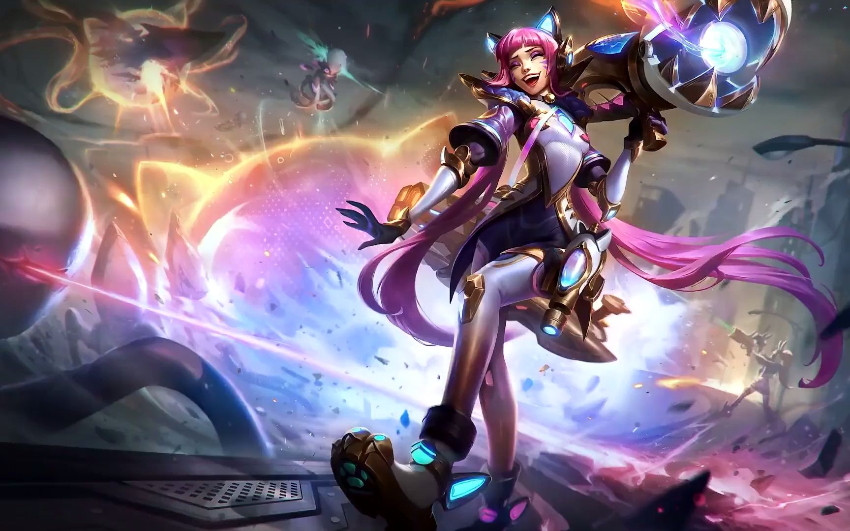 lol12.6版本 金克丝 幻灵战队 战斗猫女至臻皮肤展示