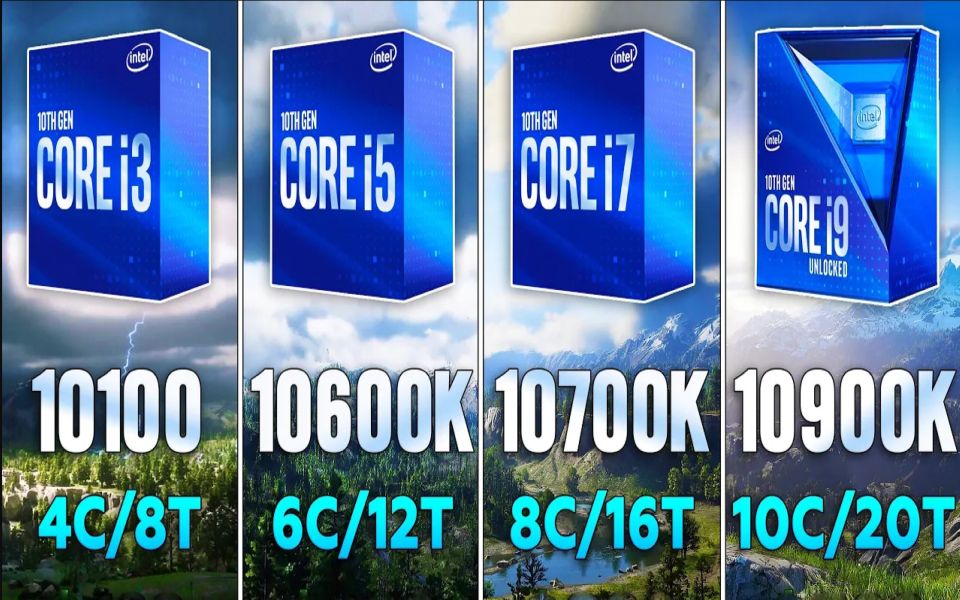 i9 10900k vs i7 10700k vs i5 10600k vs i3 10100 搭配(rtx 2080 ti