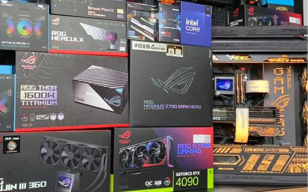华硕rog创世神顶配全家桶14900k 4090沉浸式装机!