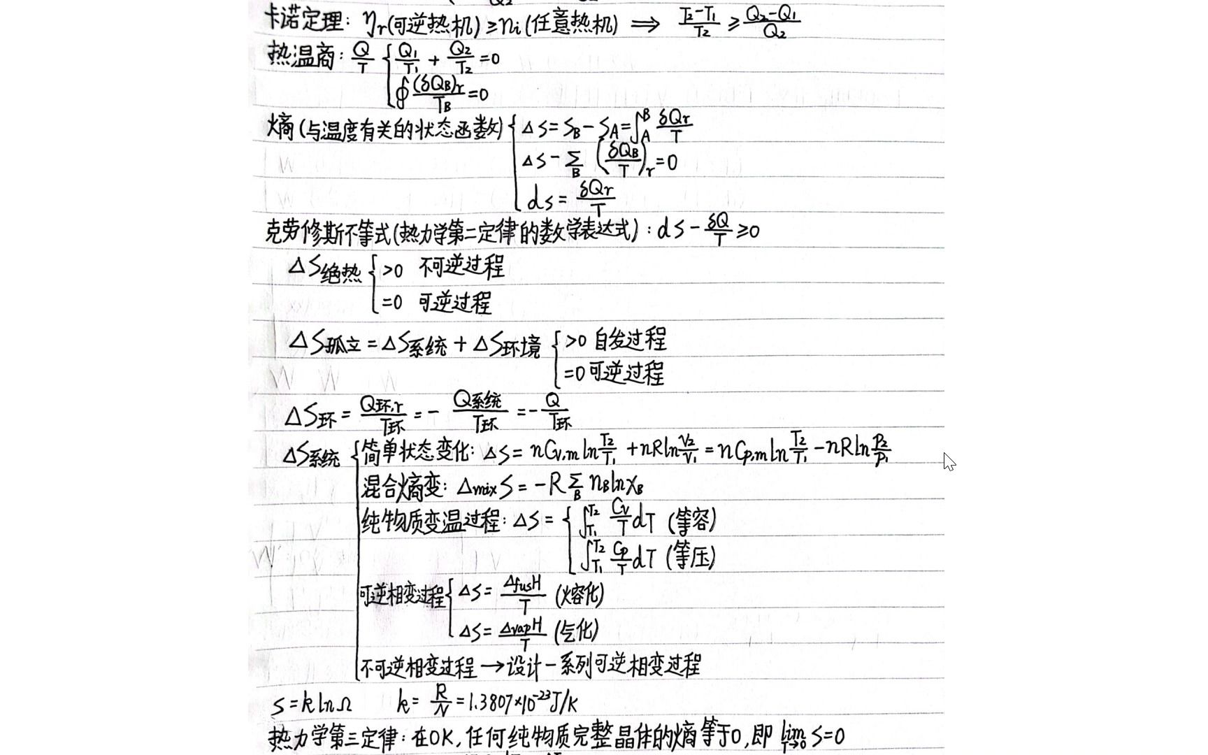 [图]物理化学——第二章热力学第二定律公式汇总与习题讲解第一期！