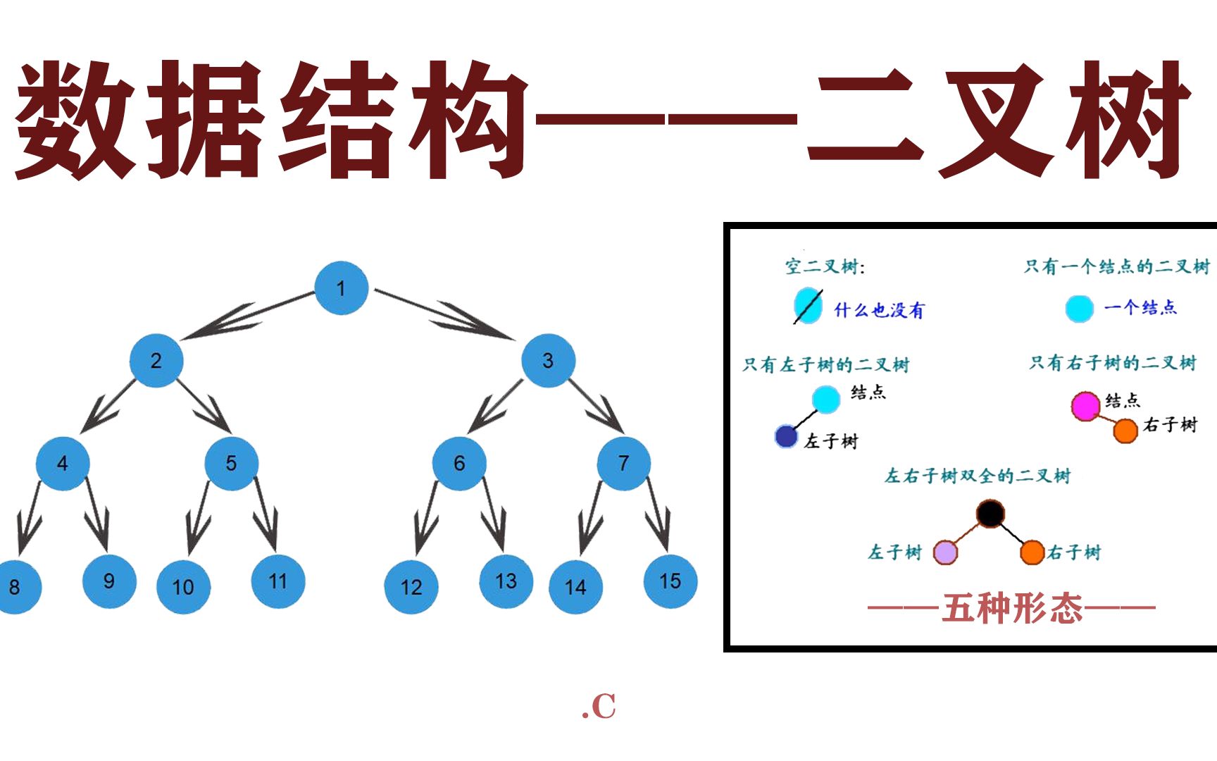 数据结构难点《二叉树》知识精讲——二叉树的遍历方式——五种基本形态哔哩哔哩bilibili