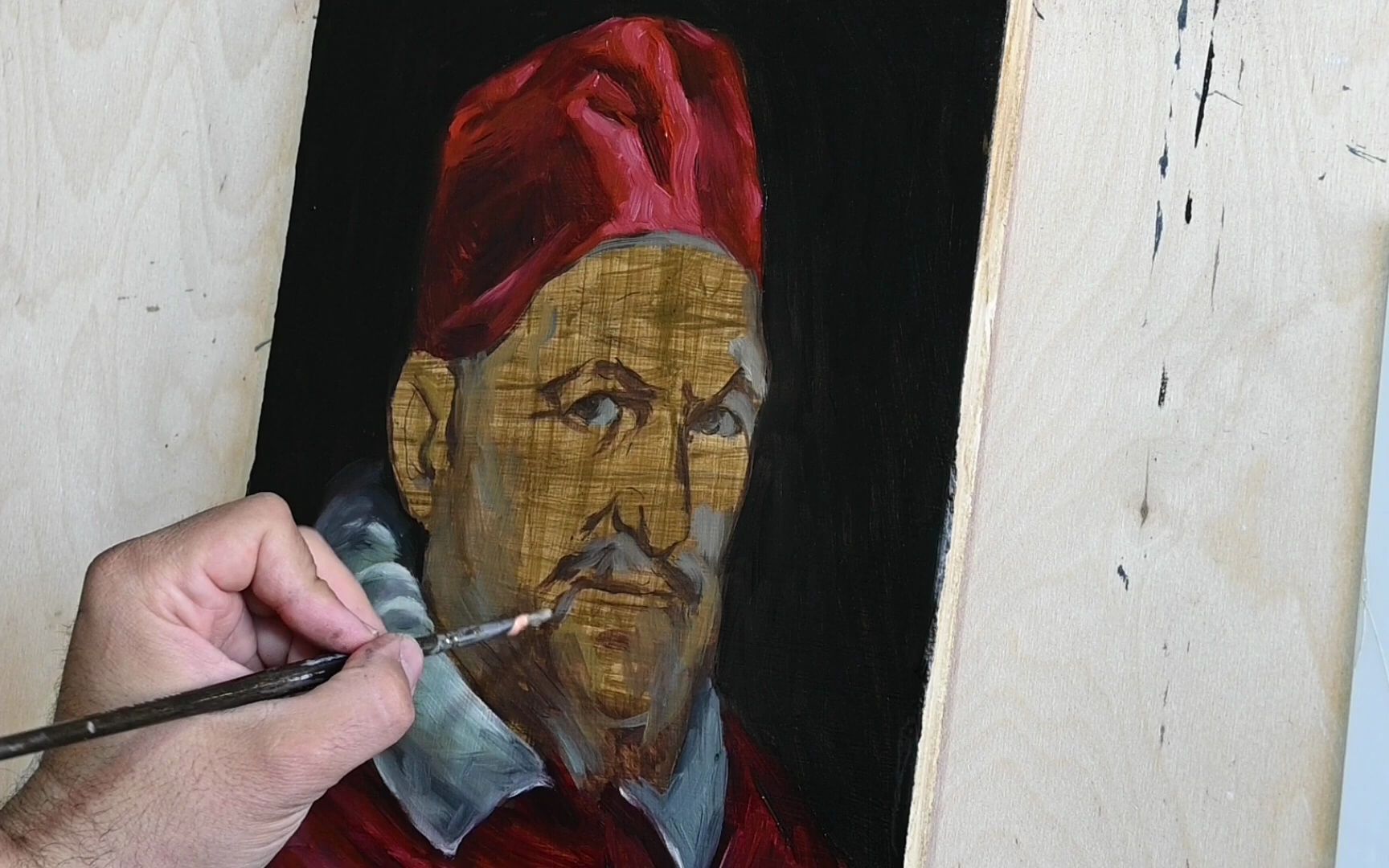 向委拉斯贵兹所画的教皇英诺森十世肖像学习油画技法!