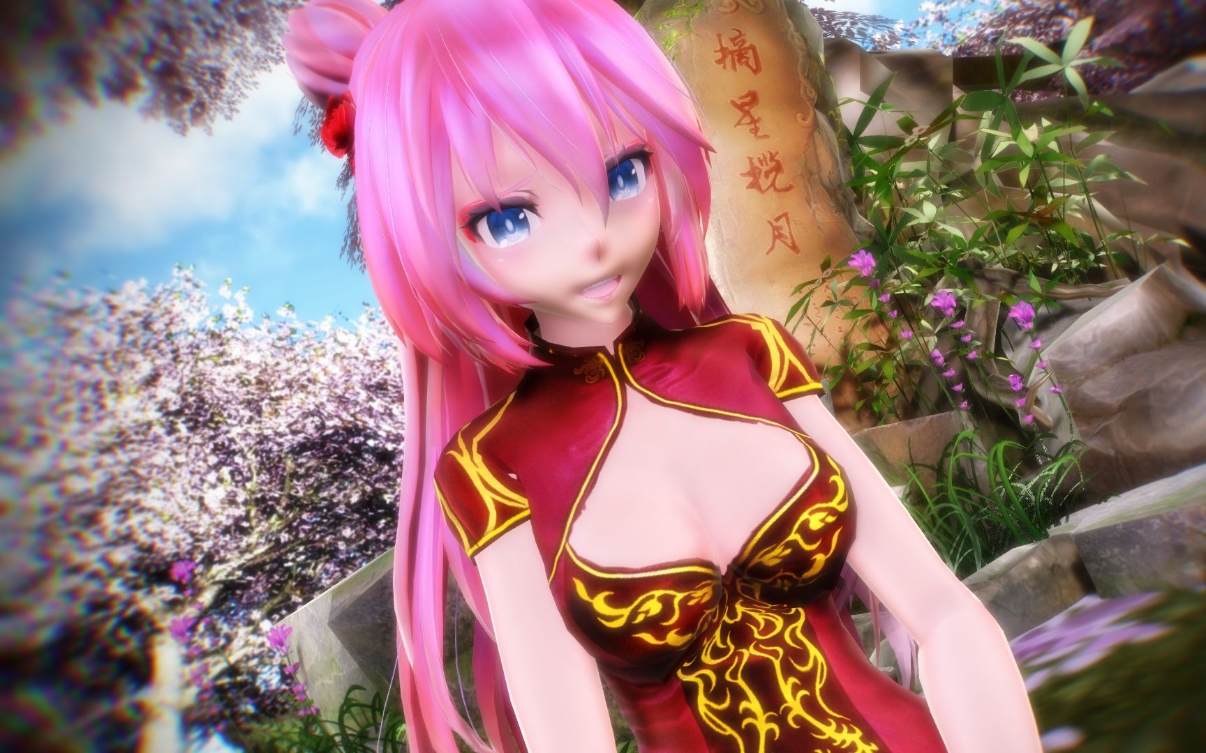 undefined【巡音mmd】tda红色旗袍金色花纹_哔哩哔哩_bilibili