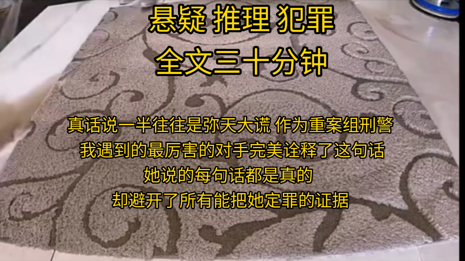 【悬疑推理】真话说一半往往是弥天大谎,作为重案组刑警,我遇到的最厉害的对手完美诠释了这句话,她说的每句话都是真的,却避开了所有能把她定罪的...