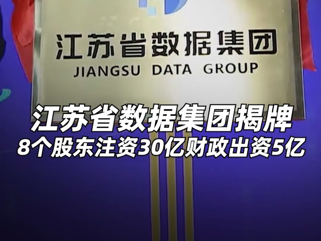 江苏省数据集团揭牌,8个股东 注资30亿 财政出资5亿哔哩哔哩bilibili