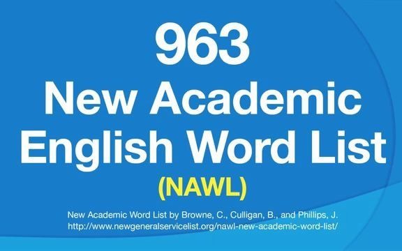 [图]963 Most Important English Words for Understanding Academic Text (NAWL)