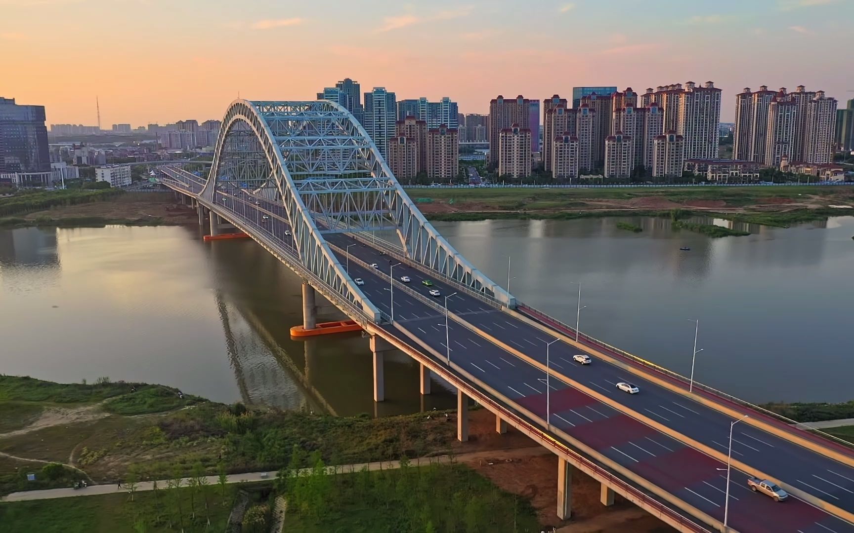 大疆御2航拍襄阳六两河大桥