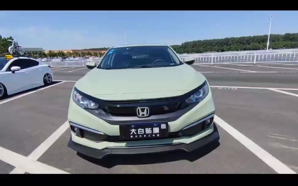 711film汽车膜|本田思域改色超亮卡其绿