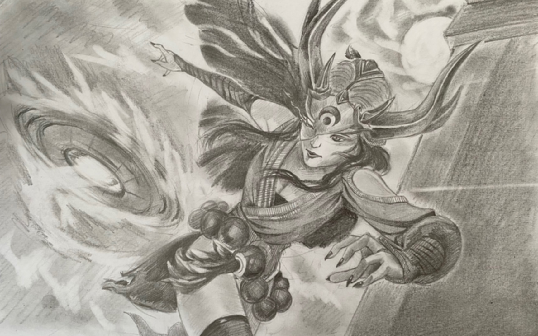 铅笔手绘【战争女神-希维尔-猩红之月】_哔哩哔哩_bilibili