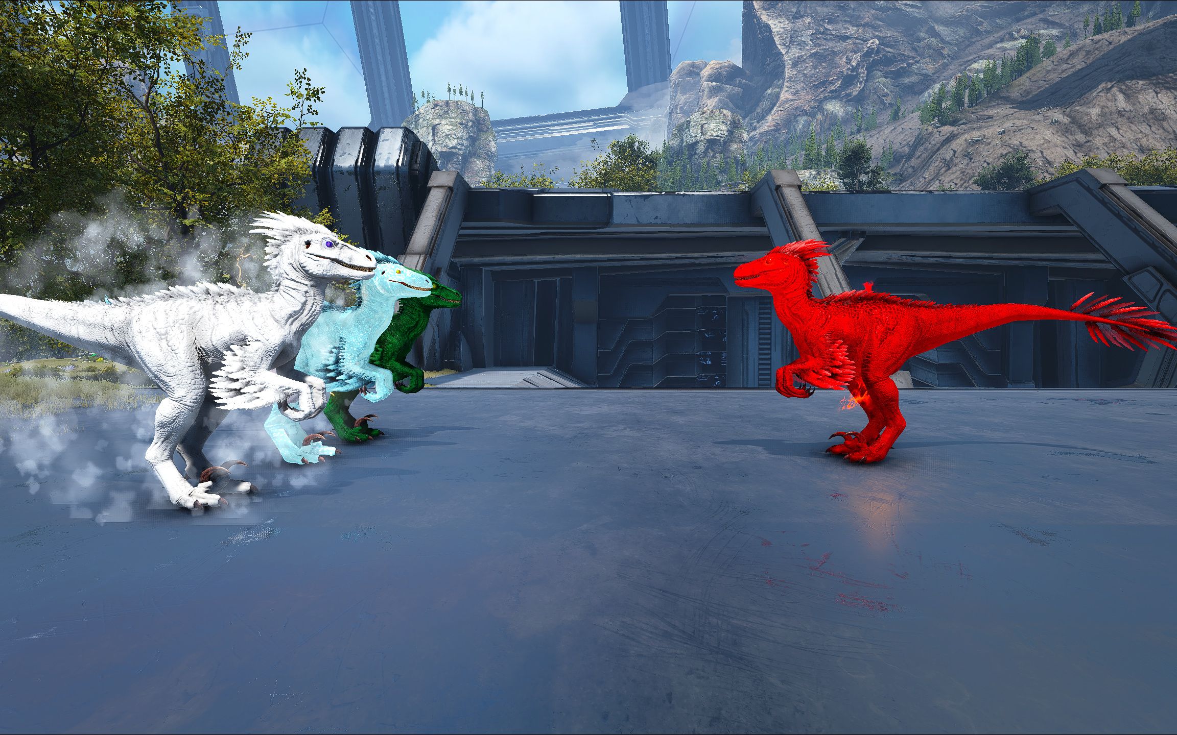 方舟起源重生:火焰迅猛龙vs三素迅猛龙