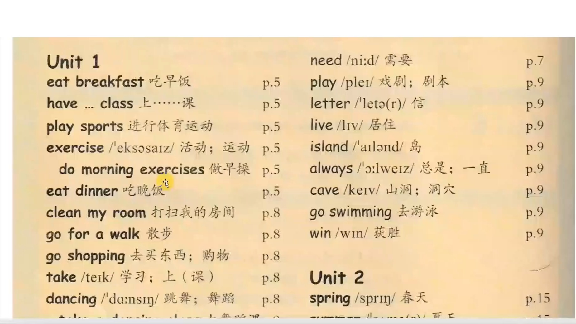人教版pep小学英语5年级下单词单元 (1)