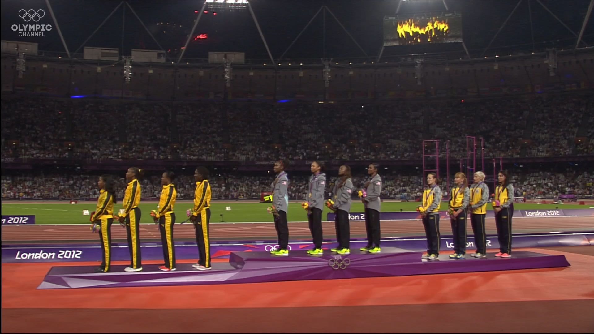 2012伦敦奥运会女子4×100米接力颁奖仪式
