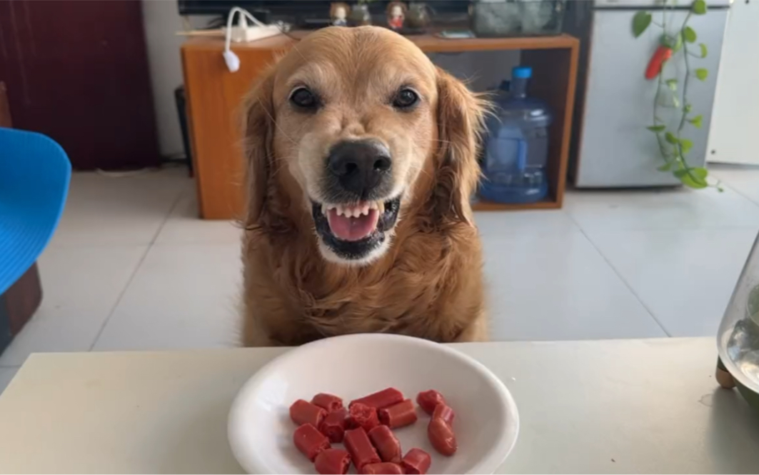 今天吃火腿肠好开心