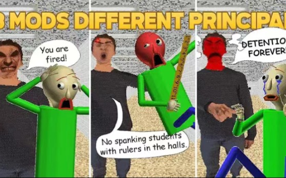 3 mods different principal trouble in baldis basics!