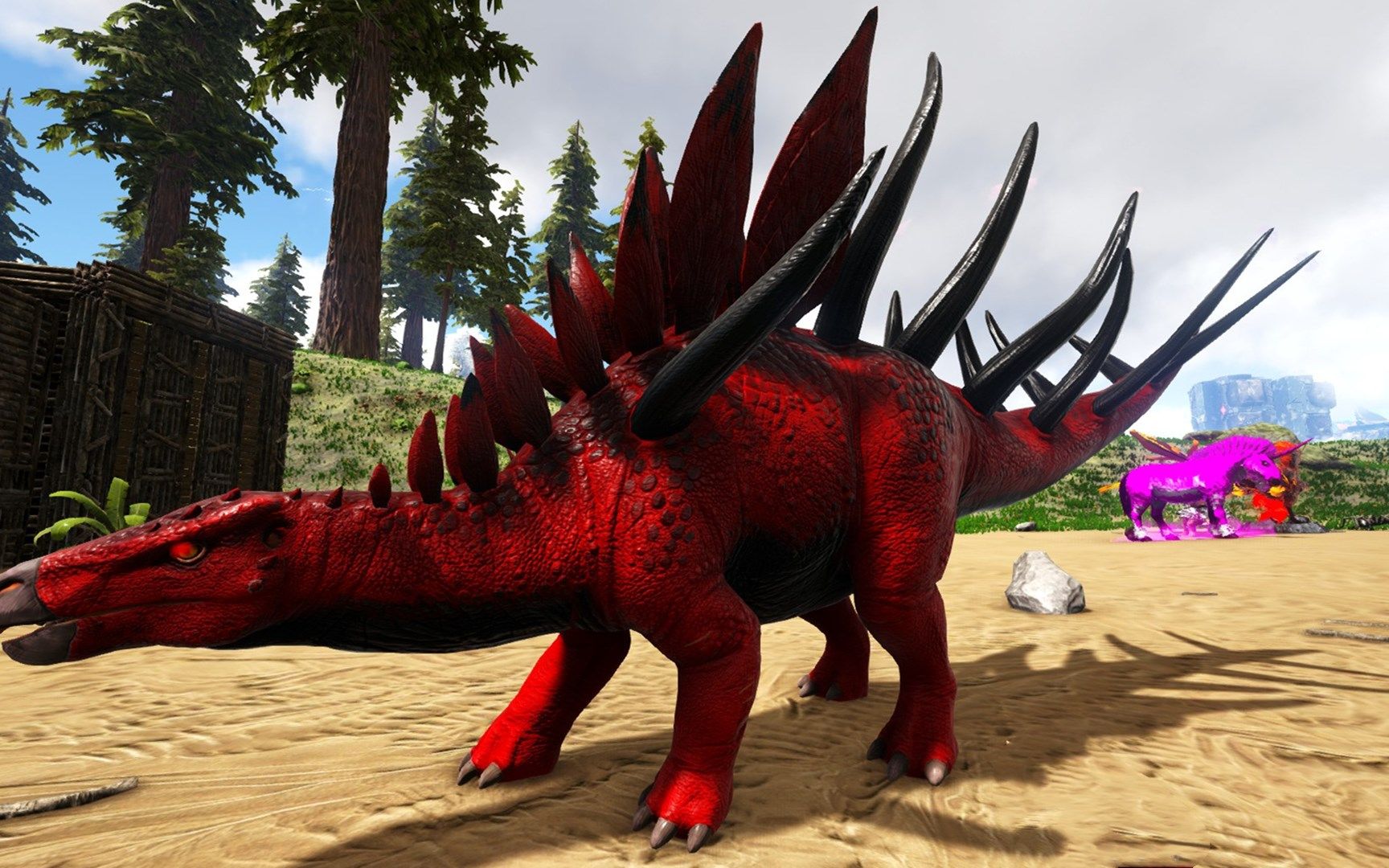 方舟生存进化:火山岛 21 如此拉风的剑龙真把暗墨坑惨了_单机游戏热门