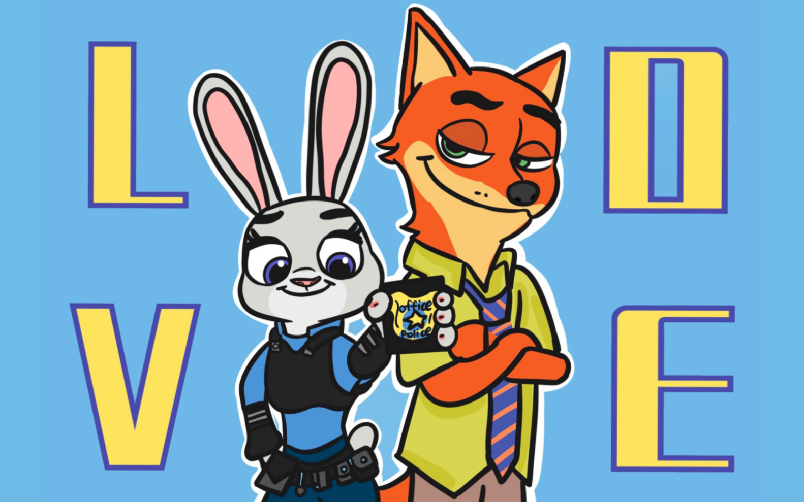 【情人节主题】教你画狐狸尼克和兔子警官同款壁纸!