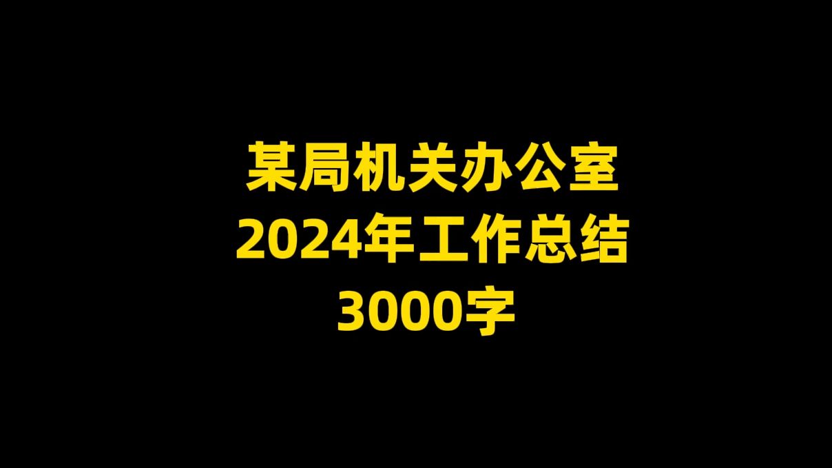 某局机关办公室 2024年工作总结, 3000字哔哩哔哩bilibili