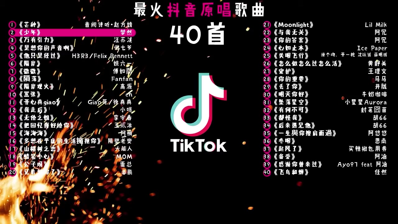 [图]（2020年）40首最火抖音原唱歌曲 #动态歌词版