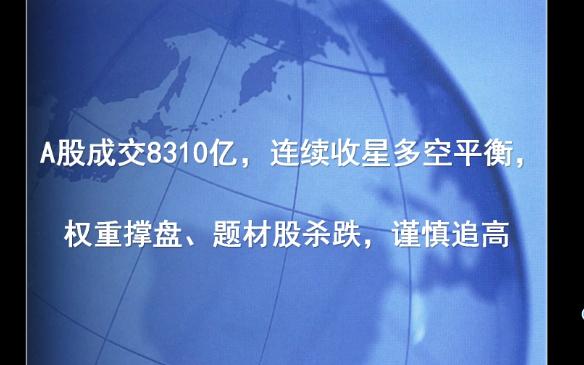 A股成交8310亿,连续收星多空平衡,权重撑盘、题材股杀跌,谨慎追高哔哩哔哩bilibili