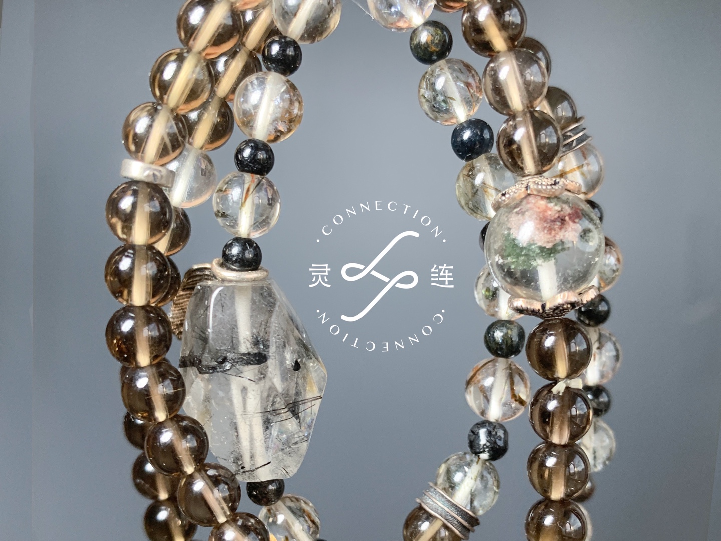 《禅》三圈水晶手链|茶晶·黑发晶·黑金超七·绿幽灵