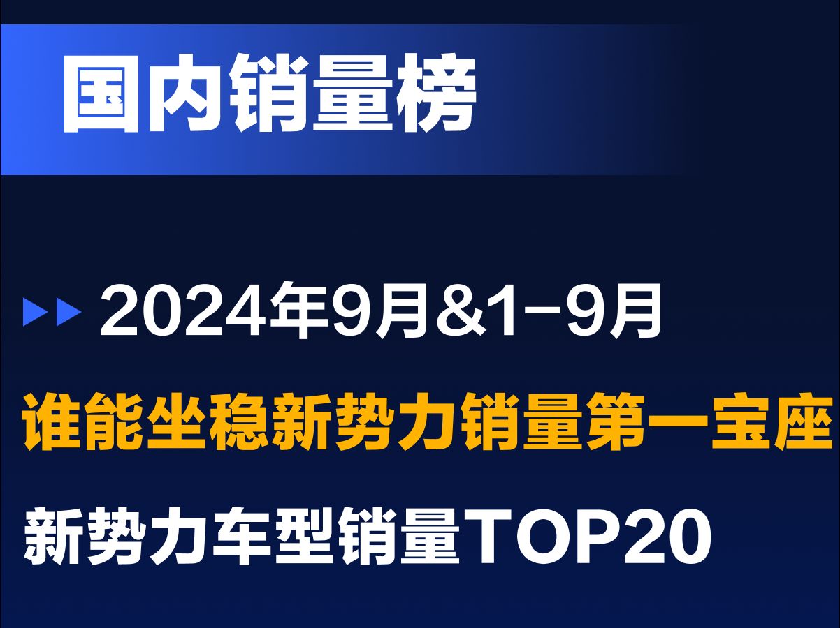 24年9月&19月新势力车型销量TOP20哔哩哔哩bilibili