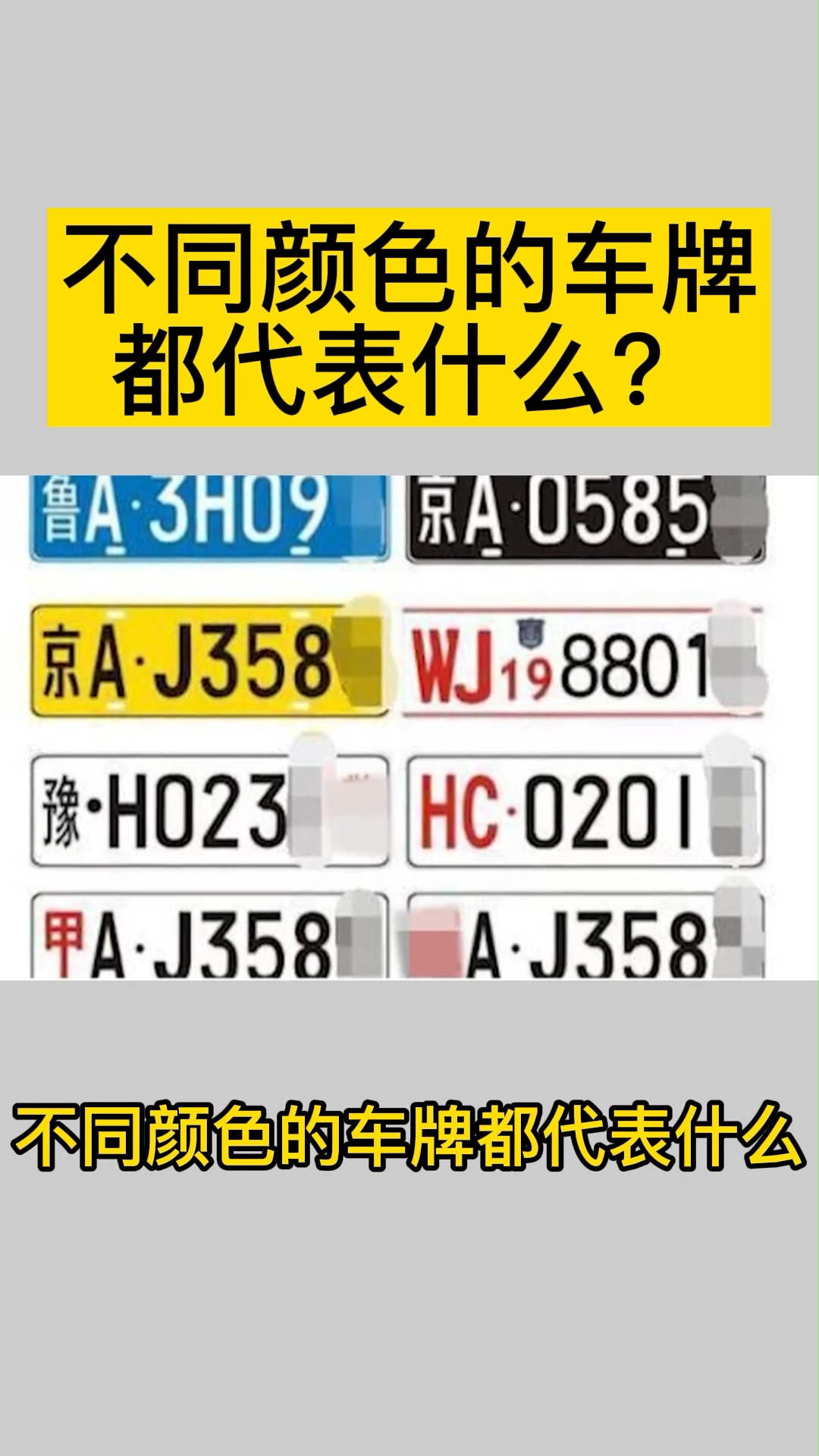 不同颜色的车牌分别代表什么意思?哔哩哔哩bilibili