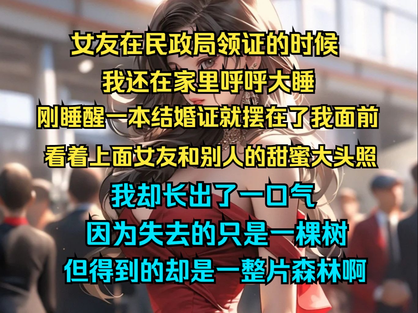 女友在民政局领证的时候,我还在家呼呼大睡,等我睁眼看到摆在面前的结婚证,以及女友和别人的甜蜜大头照时,我却长出一口气,因为失去的是一棵树,...