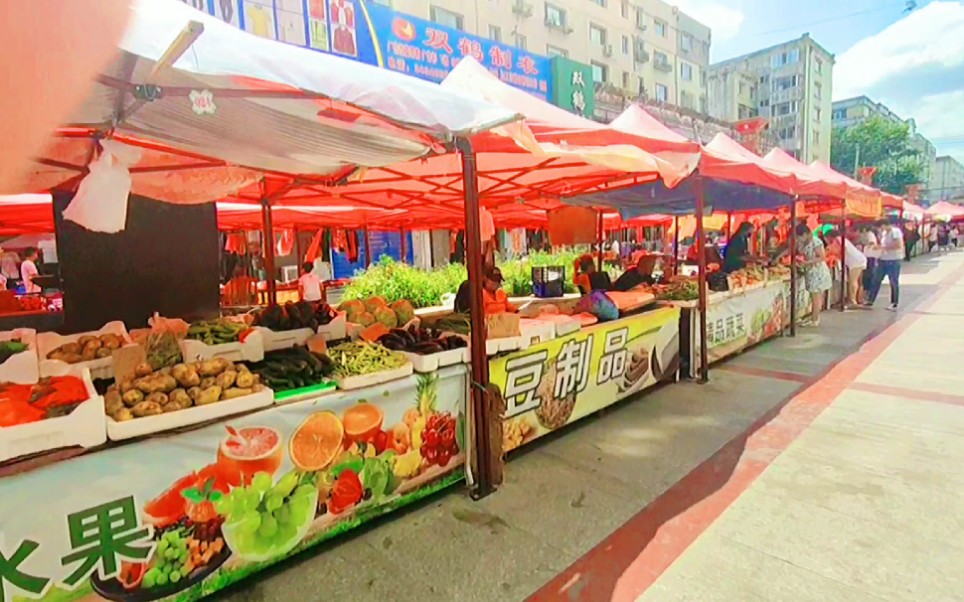 鹤岗,新街基地摊经济如何?娜娜带你一同去看看吧.