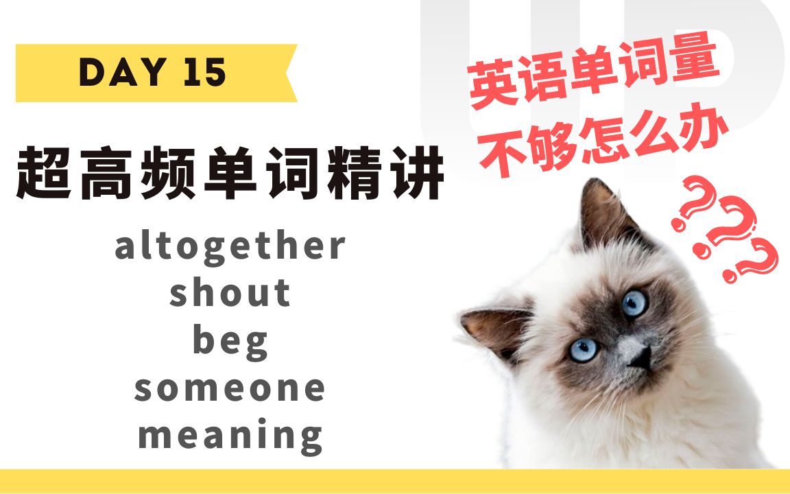 【学英语】十分钟掌握必背单词Day 15:altogether, shout, beg, someone, meaning哔哩哔哩bilibili