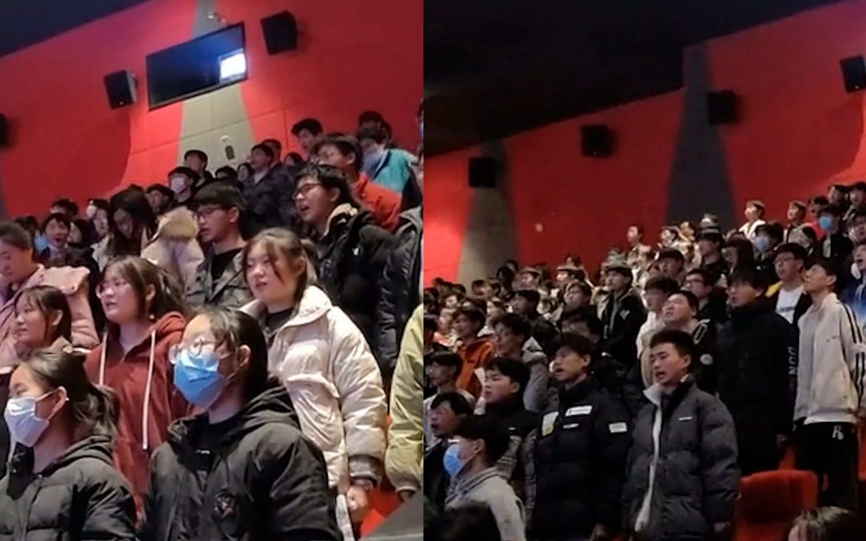 学校组织学生看电影,学生看完后慷慨激昂,纷纷站起来背古诗词