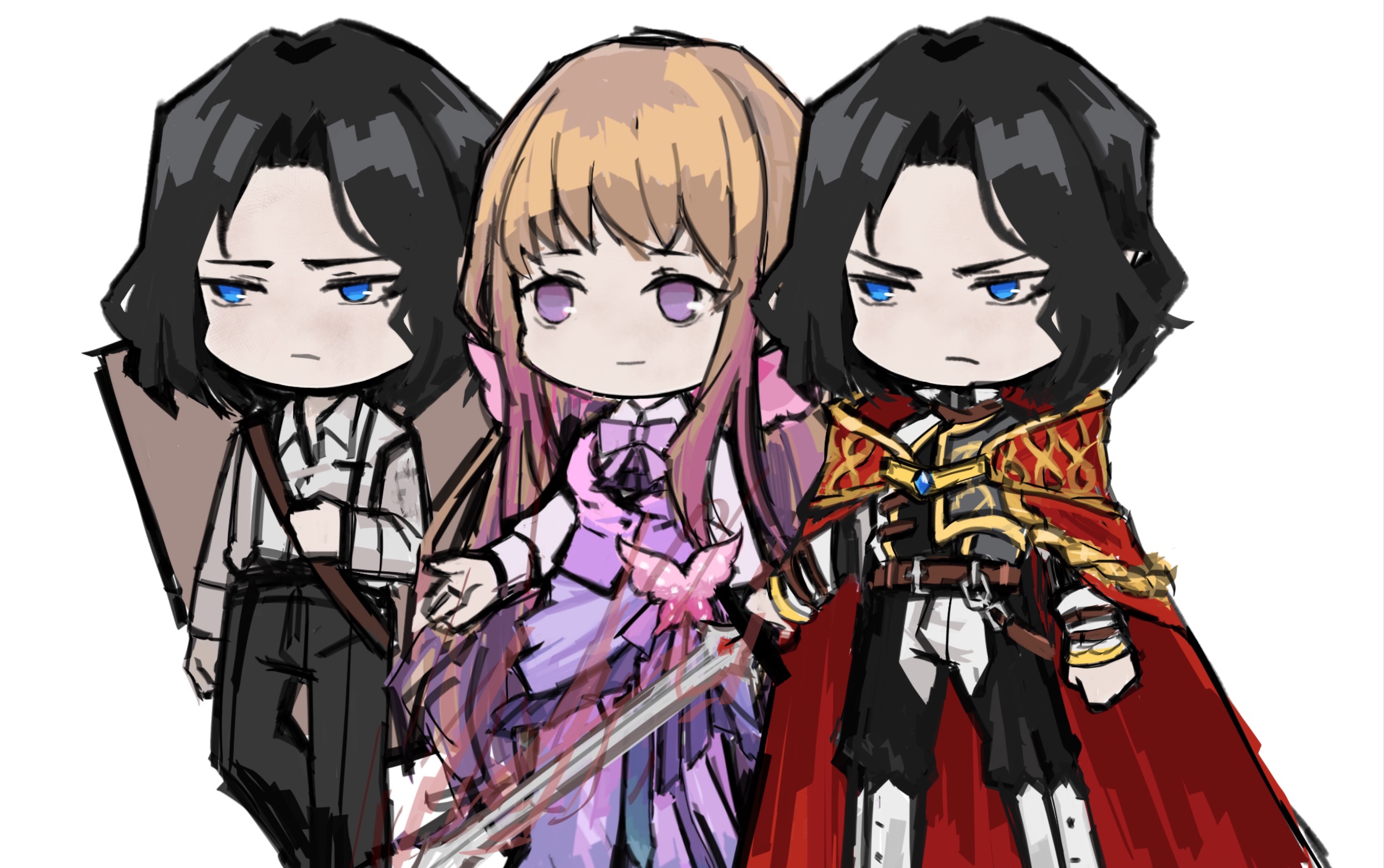 procreate用废墟图书馆的画风涂几个奥雅之光npc草稿