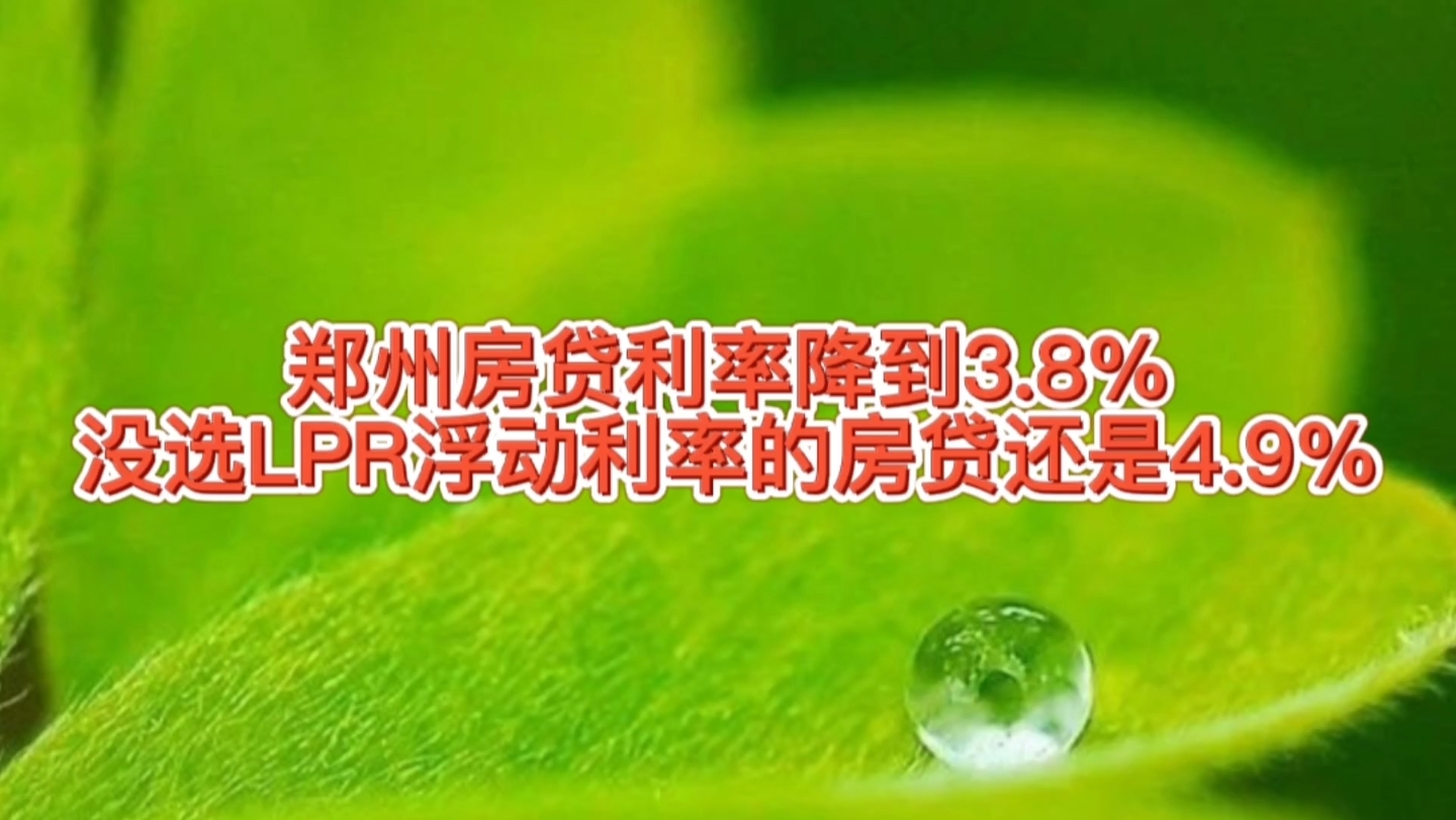 郑州房贷利率降到3.8%,没选LPR浮动的还是4.9%固定不变后悔吗哔哩哔哩bilibili