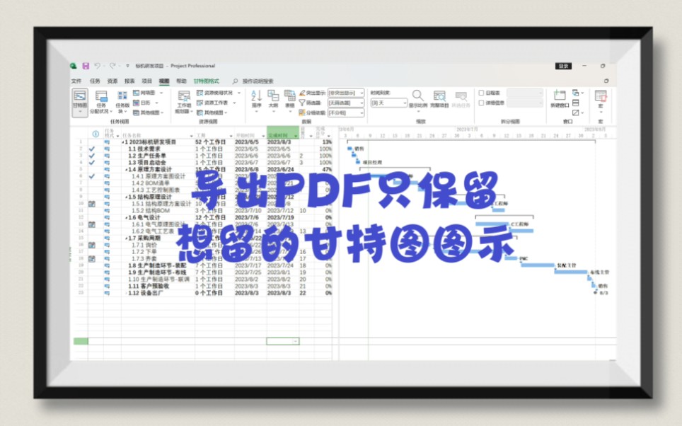 Project导出PDF时,甘特图示例如何设置哔哩哔哩bilibili