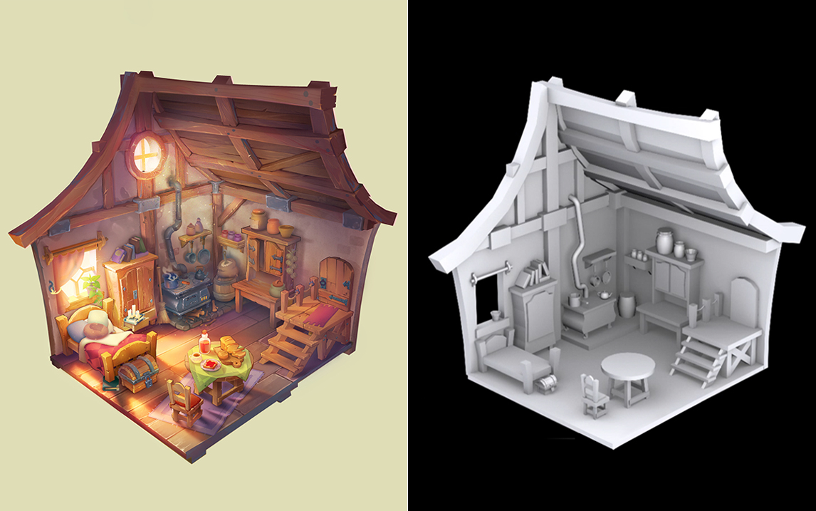 【3dmax】场景入门案例小木屋模型搭建,3d场景建模教程