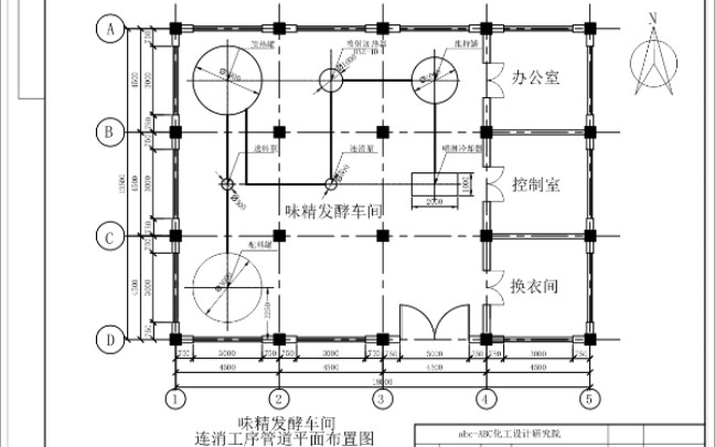 中文cad味精发酵车间布置图autodeskautocad2021drawing1dwg