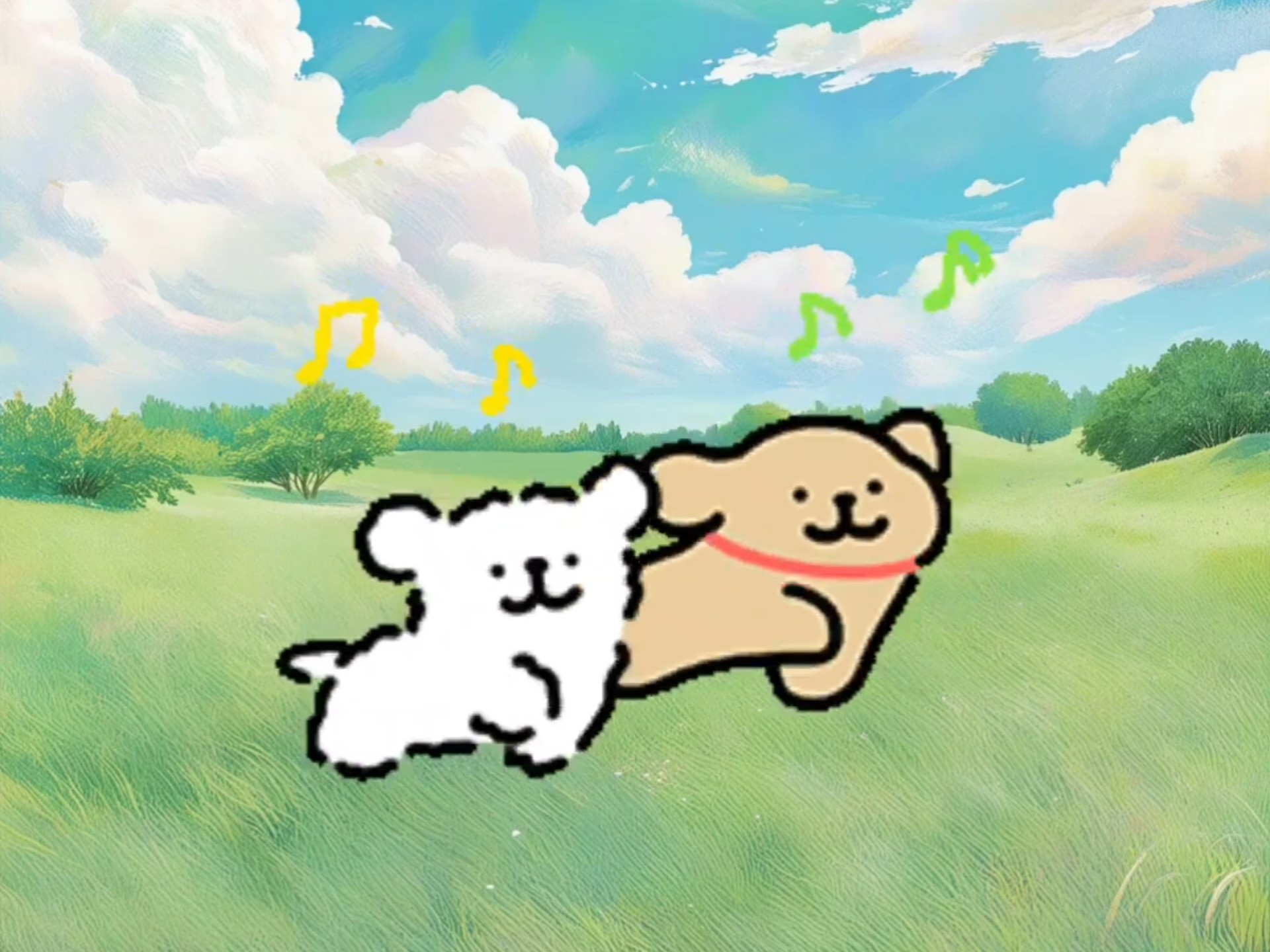 【线条小狗】小狗们去春游