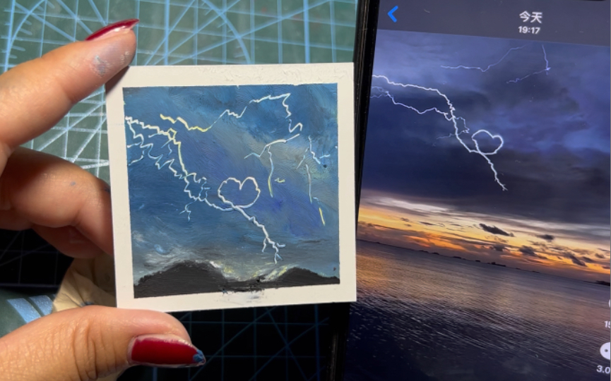 油画棒 画了一个暑假 闪电 这么浪漫的爱心闪电 快艾特身边嘎嘎可爱的