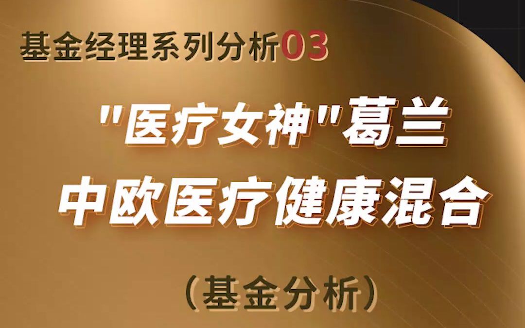 医疗女神葛兰 管理基金分析【中欧医疗健康混合】《基金经理分析系列第3期》哔哩哔哩bilibili